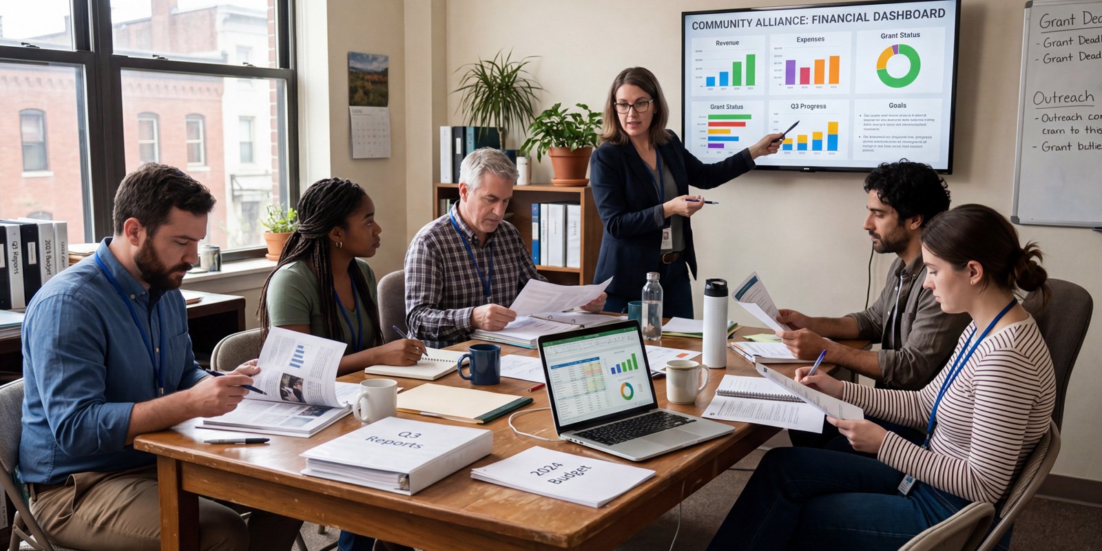 A hand-drawn budget on a whiteboard showing a simple system that has been outgrown.